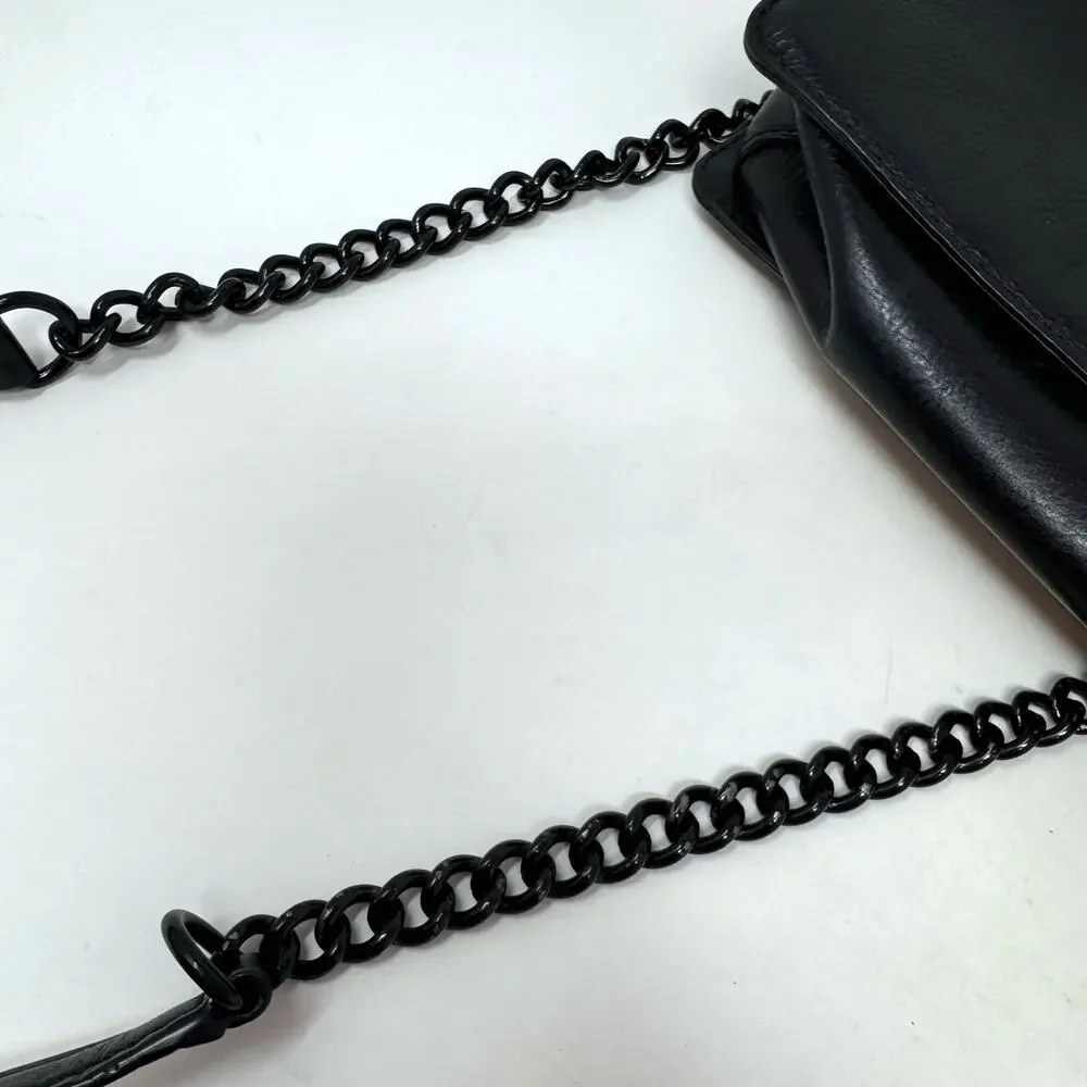 Rebecca Minkoff Quilted Love Black Leather Crossbody Bag Chain Goth Grunge Emo